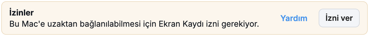 AltunakarDesk penceresindeki sarı şerit: Ekran Kaydı izni gerekiyor, İzni ver