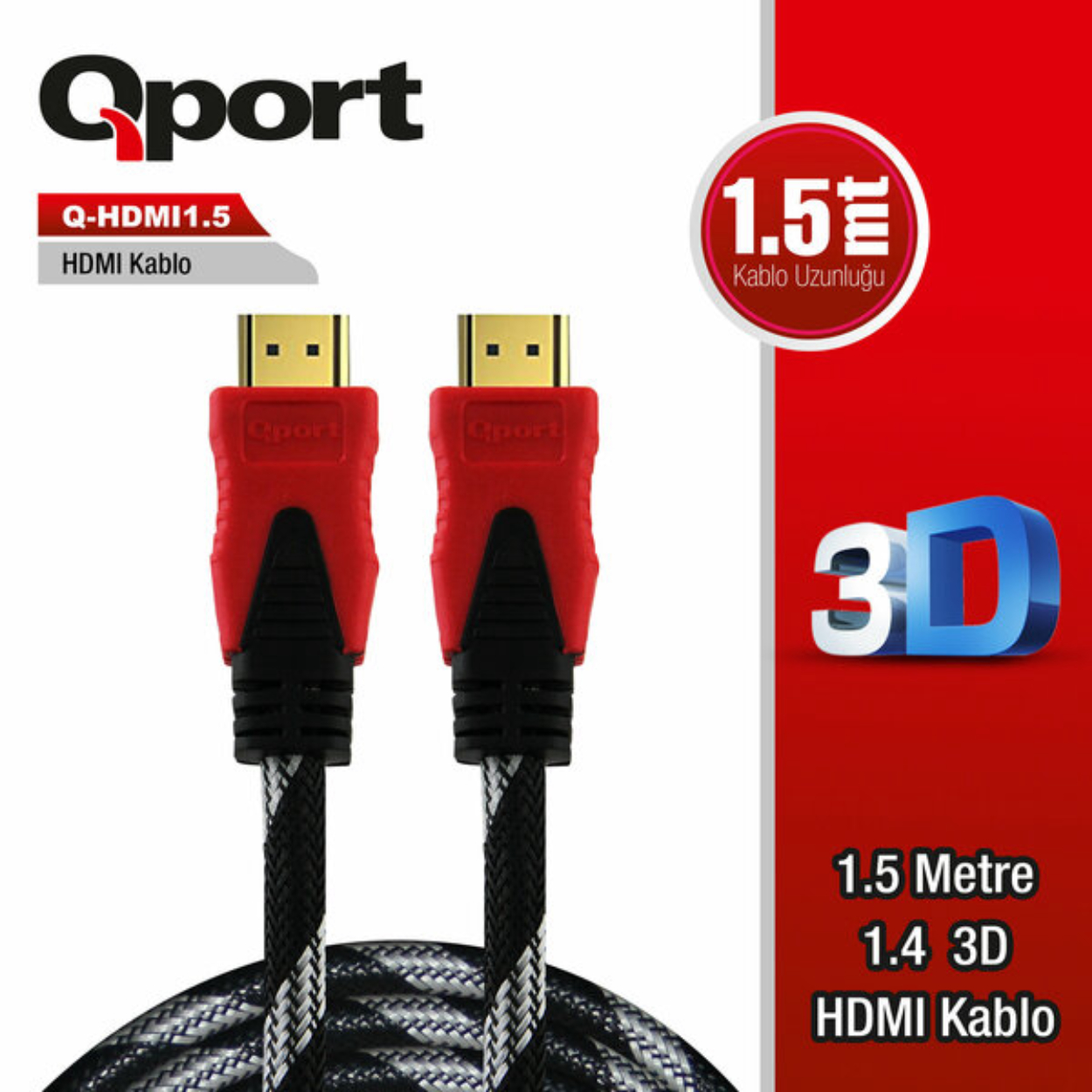 Qport 1.5 Metre Q-HDMI 1.4V Altın Uçlu HDMI Kablo (Q-HDMI1.5)