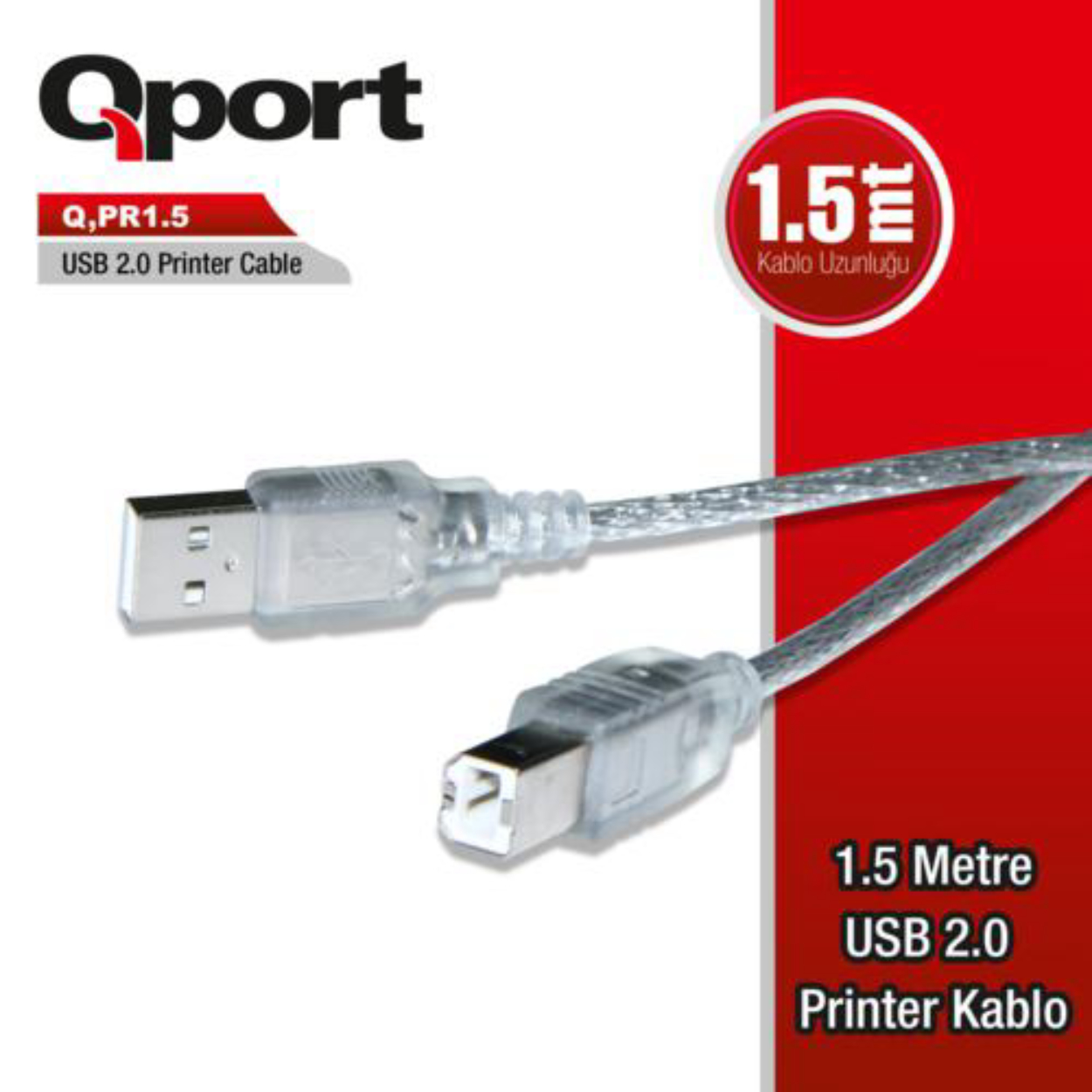 Qport 1.5 Metre Usb 2.0 Yazıcı Kablosu [Q-PR1.5]