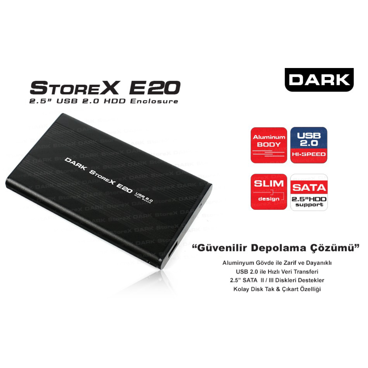 Dark Storex E20 2.5" USB 2.0 Alüminyum SATA Disk Kutusu [DK-AC-DSE20]