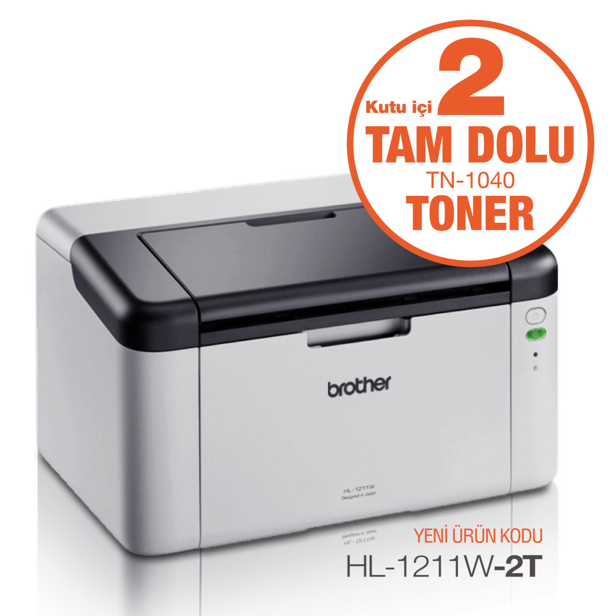Brother HL-1211W-2T [Yaz-Wi-Fi] Laser Mono Yazıcı (2xTam Dolu Toner)