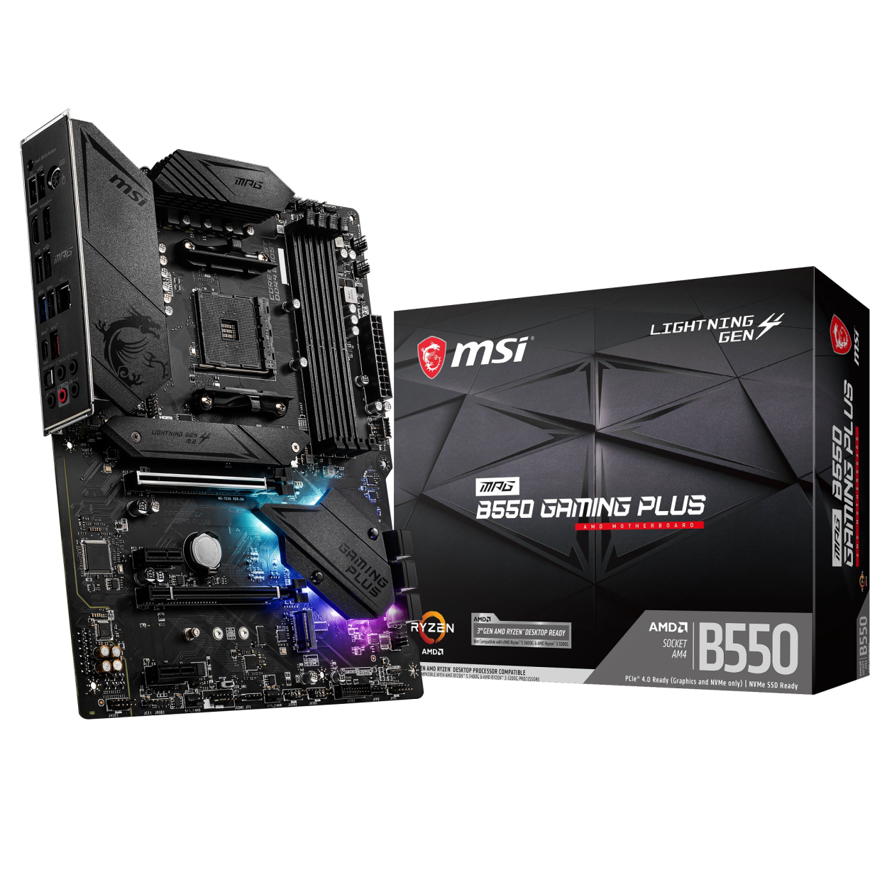 MSI MPG B550 GAMING PLUS AM4 DDR4 Ses+GLan HDMI DP M2 USB3.2 RGB ATX