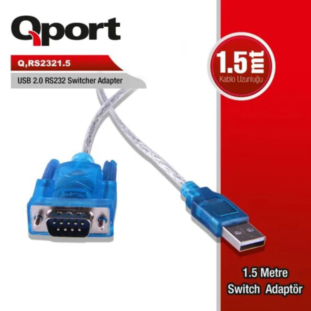 Qport 1.5 Metre USB 2.0 to Rs232 Çevirici Kablo (Q-RS2321.5)