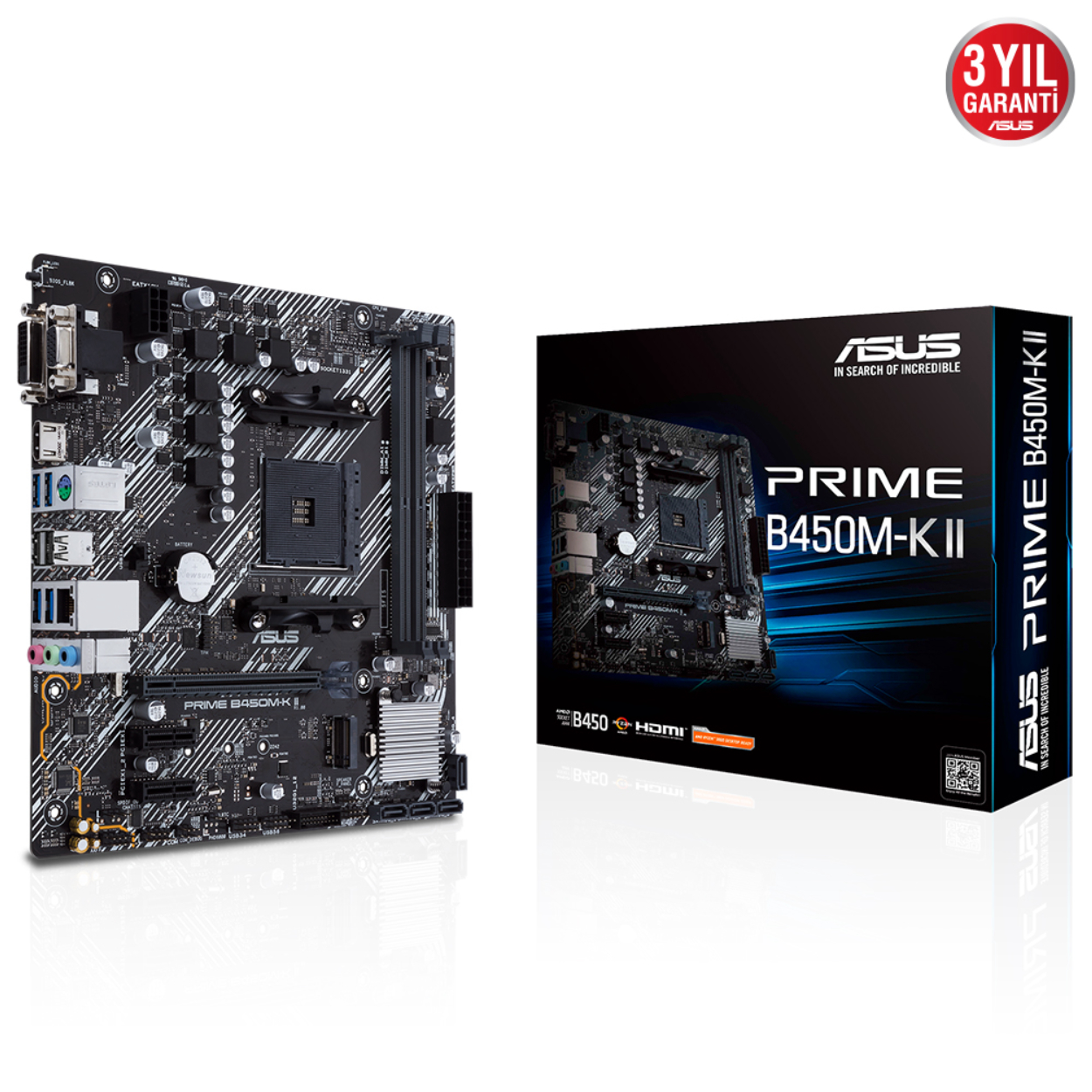 Asus PRIME B450M-K II AM4 DDR4 4400 Ses+GLan HDMI DSub DVI M2 mATX