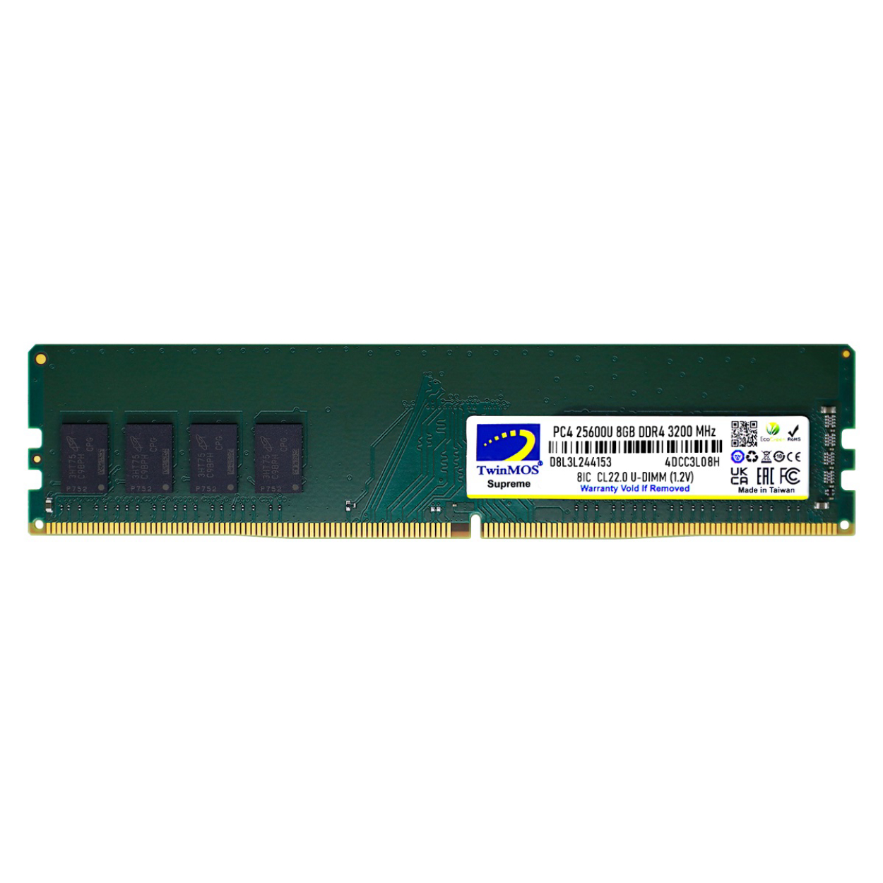 Twinmos 8GB 3200Mhz DDR4 Kutulu PC Bellek (MDD48GB3200D)