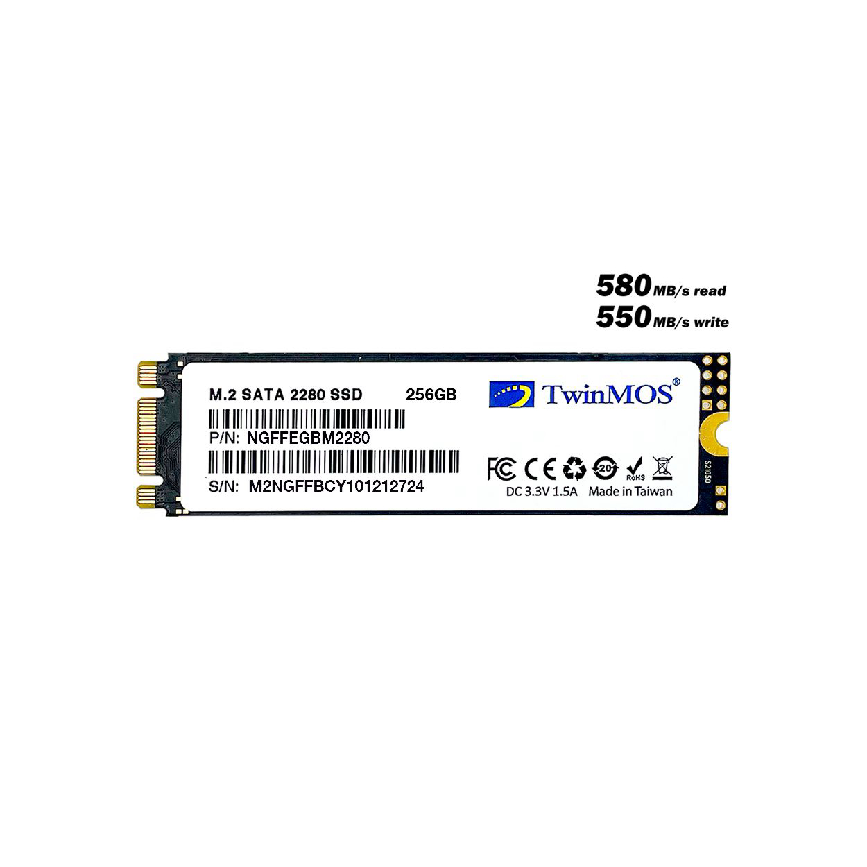 Twinmos 256GB 580-550MB/s M2 Sata SSD Siyah (NGFFEGBM2280)