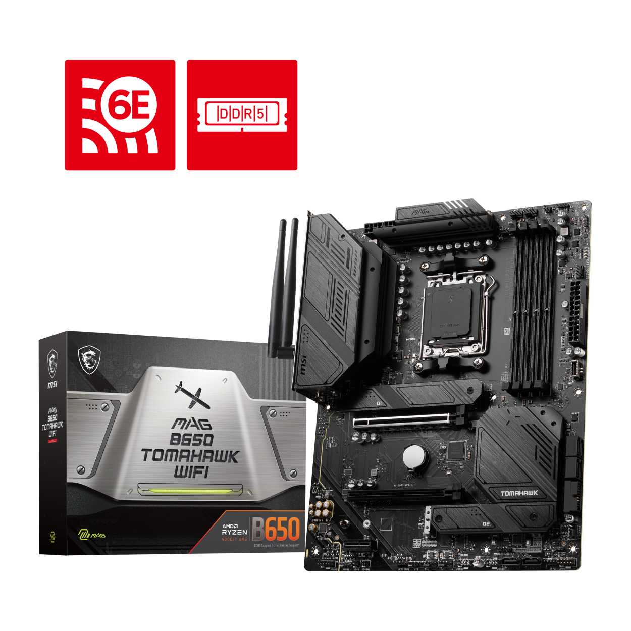 MSI MAG B650 TOMAHAWK WIFI AM5 DDR5 6600(OC) HDMI DP M.2 2.5GLan WiFi 6E ATX