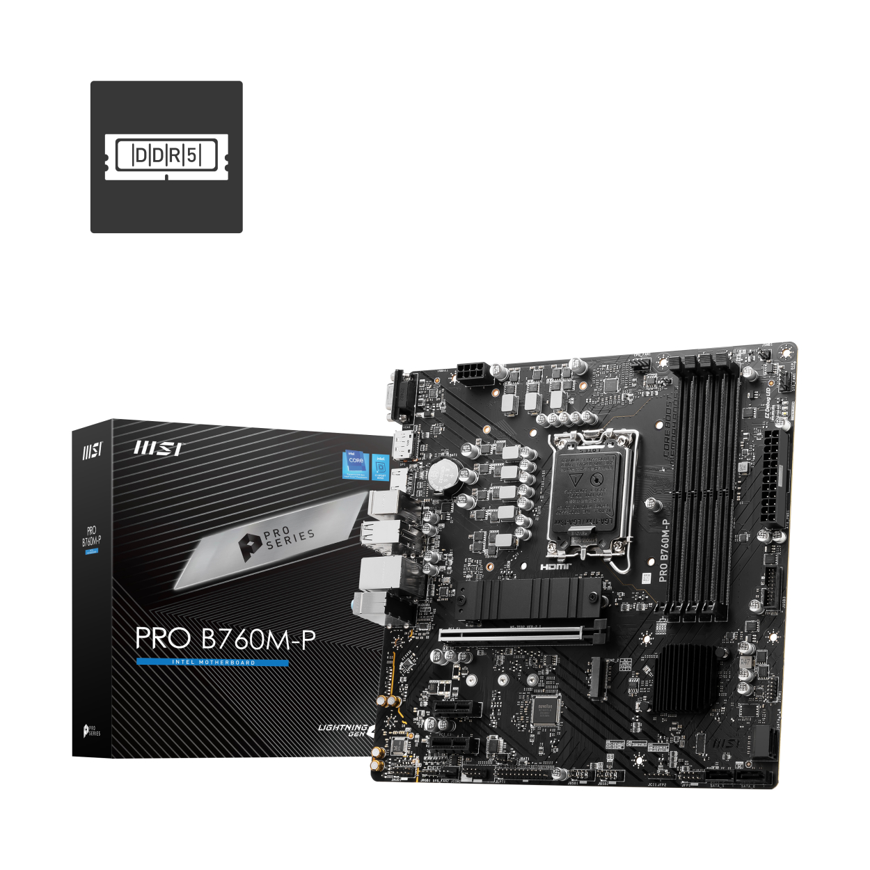 MSI PRO B760M-P DDR5 1700P 6800(OC) HDMI DP VGA USB3.2 M.2 mATX