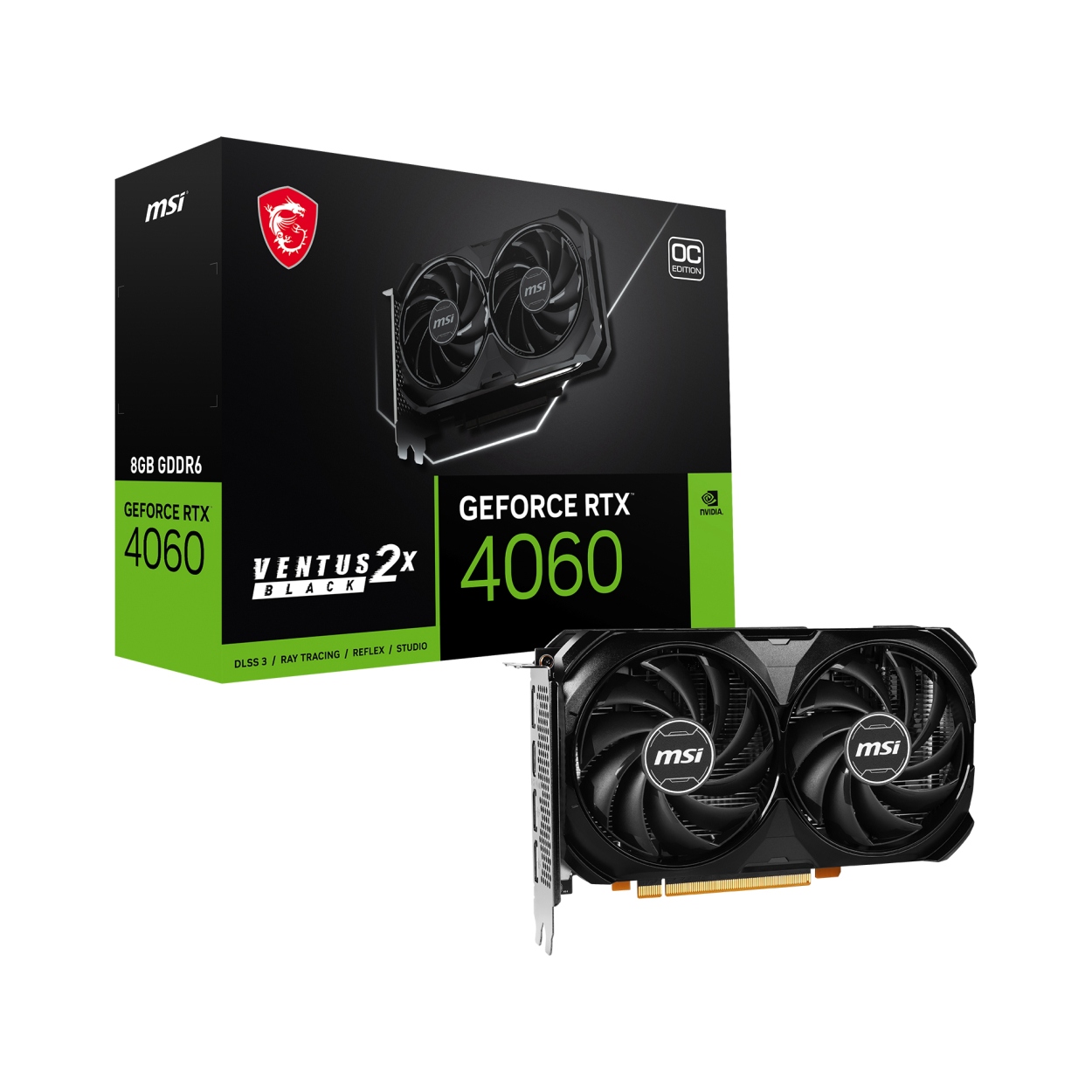 MSI 8GB GEFORCE RTX 4060 VENTUS 2X BLACK 8G OC GDDR6 [128Bit] PCIE 4.0 X8 HDMI