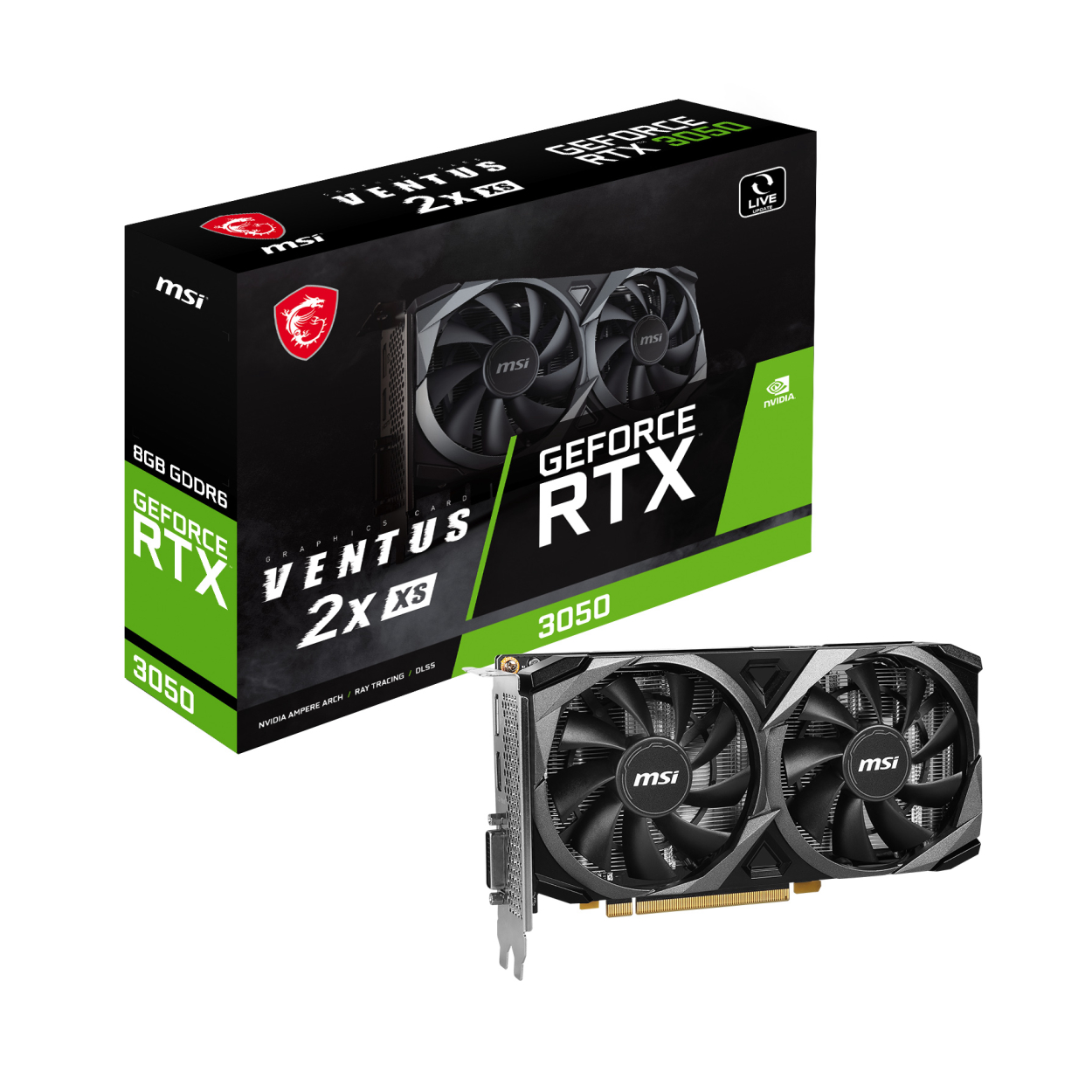 MSI 8GB GEFORCE RTX 3050 VENTUS 2X XS 8G OC GDDR6 128Bit HDMI DP DVI-D DL