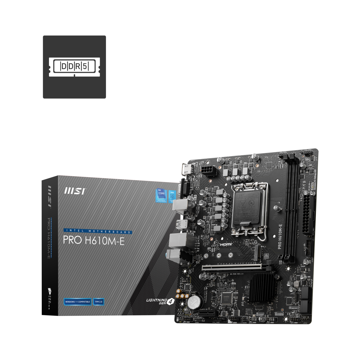 MSI PRO H610M-E DDR5 1700P 5600(OC) HDMI VGA M.2 USB3.2 GLan mATX