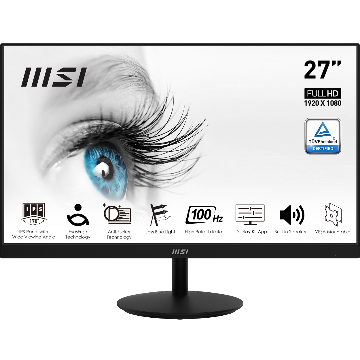 27" MSI PRO MP271A 1ms 100Hz FHD IPS HDMI DP Siyah Flat Monitör