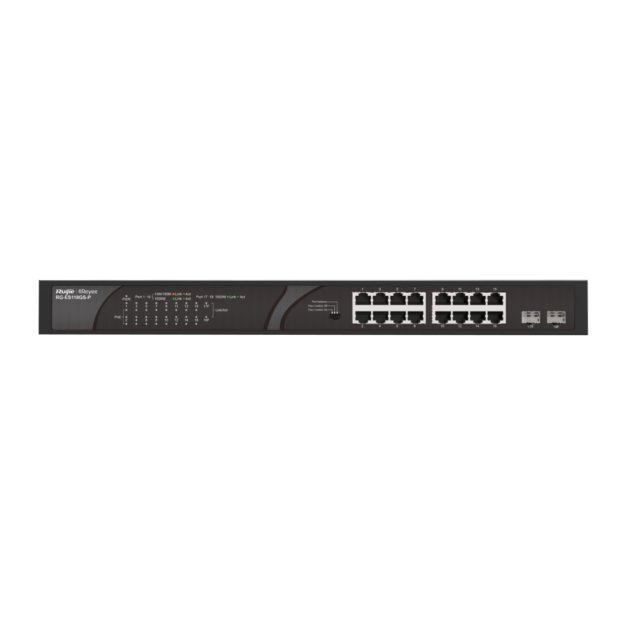 Ruijie RG-ES118GS-P 16Port Gigabit 2xSFP Yönetilemez Poe Switch
