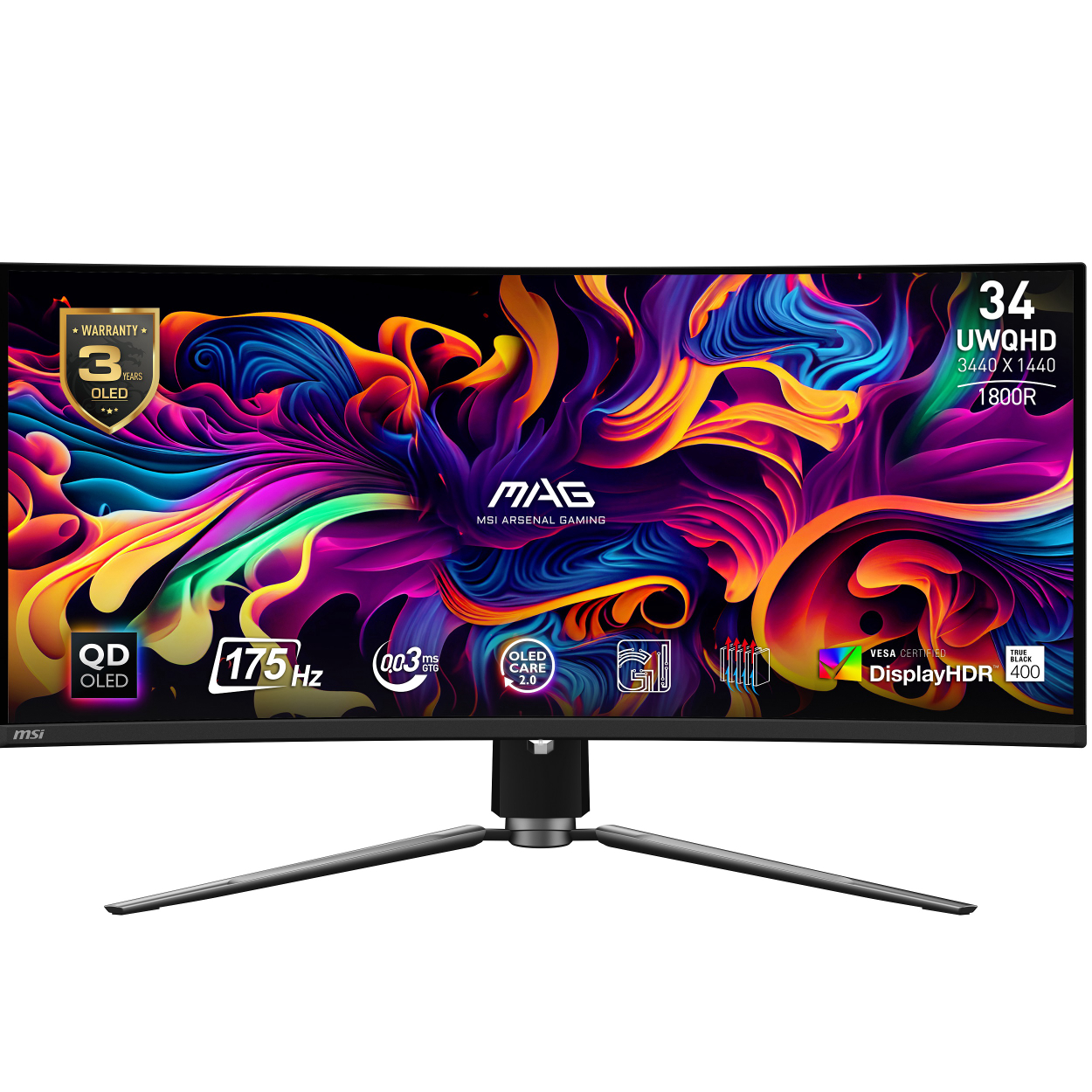 34.18" MSI MAG 341CQP QD-OLED 0.03ms 175Hz 3440x1440 QD-OLED HDMI DP Curved Moni
