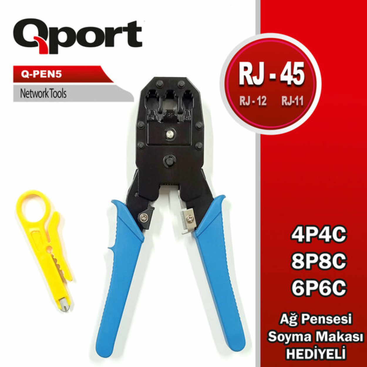 Qport RJ45/RJ11/RJ12 Pense + Makas (Q-PEN5)