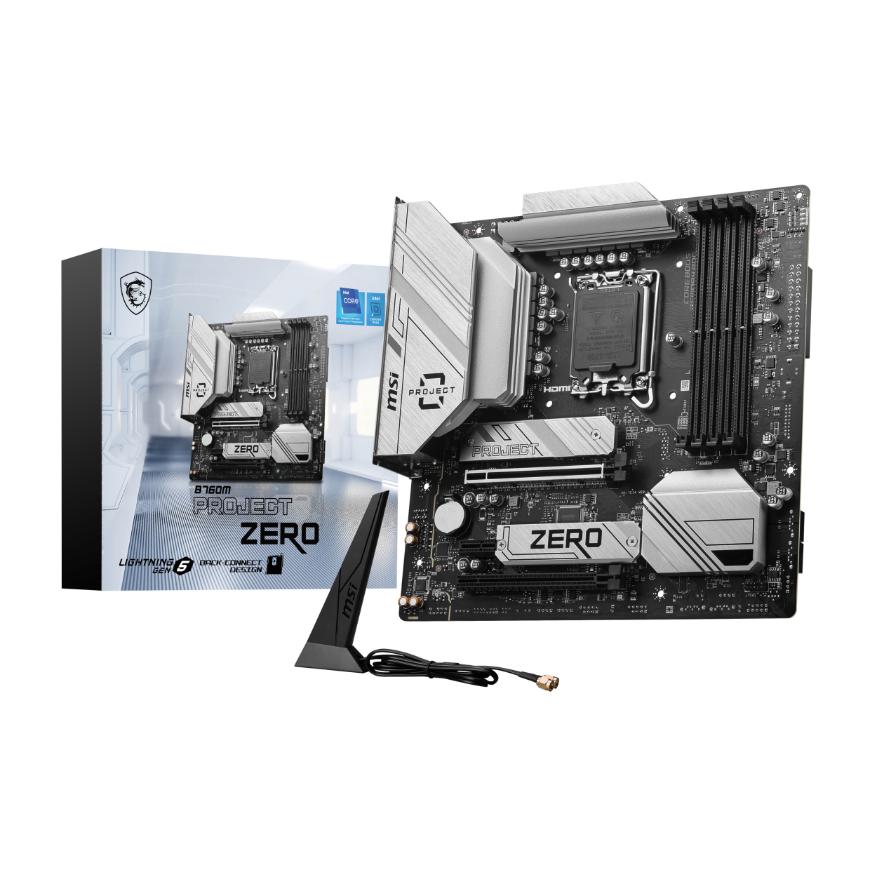 MSI B760M PROJECT ZERO 1700 DDR5 7800(OC) M.2 USB3.2 HDMI DP WIFI 6E mATX