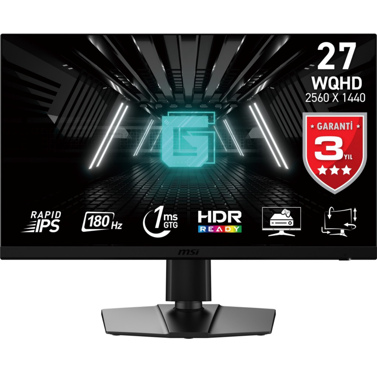 27" MSI G272QPF E2 1ms 180Hz 2560X1440 WQHD IPS 2xHDMI DP Siyah Pivot Gaming Mon