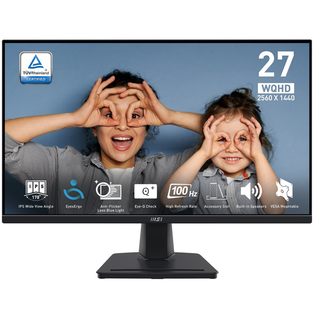 27" MSI PRO MP275Q 1ms 100Hz 2560x1440 IPS HDMI DP Siyah Flat Monitör