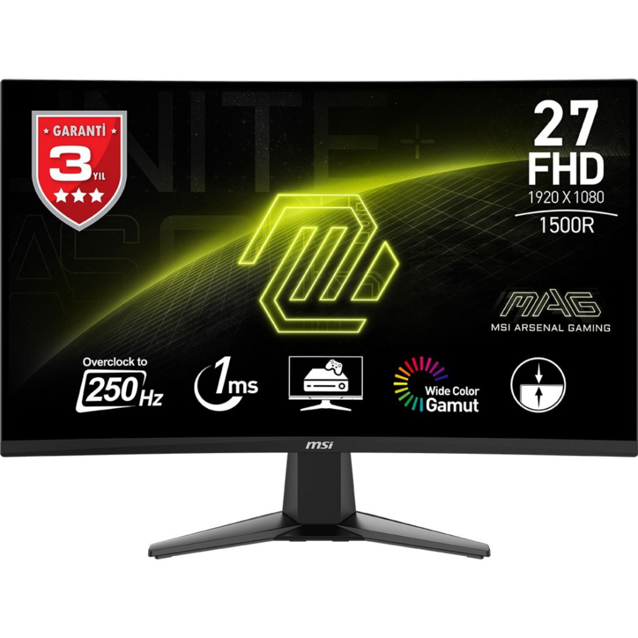 27" MSI MAG 27C6X 1ms 250Hz FHD HDMI DP VA Curved Gaming Monitör
