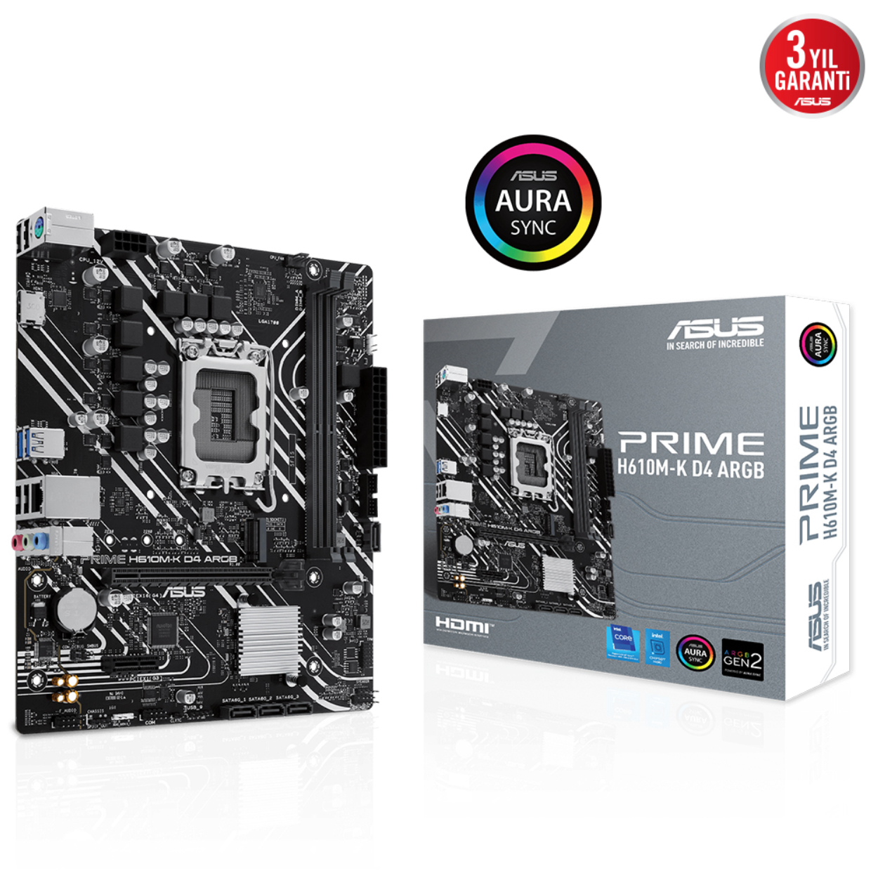 Asus PRIME H610M-K D4 ARGB 1700P DDR4 Ses+GLan HDMI M2 SATA USB3.2 mATX