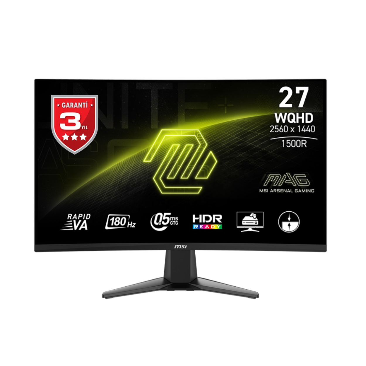 27" MSI MAG 27CQ6F 0.5ms 180Hz 2560x1440 2xHDMI DP VA Curved Gaming Moniitör