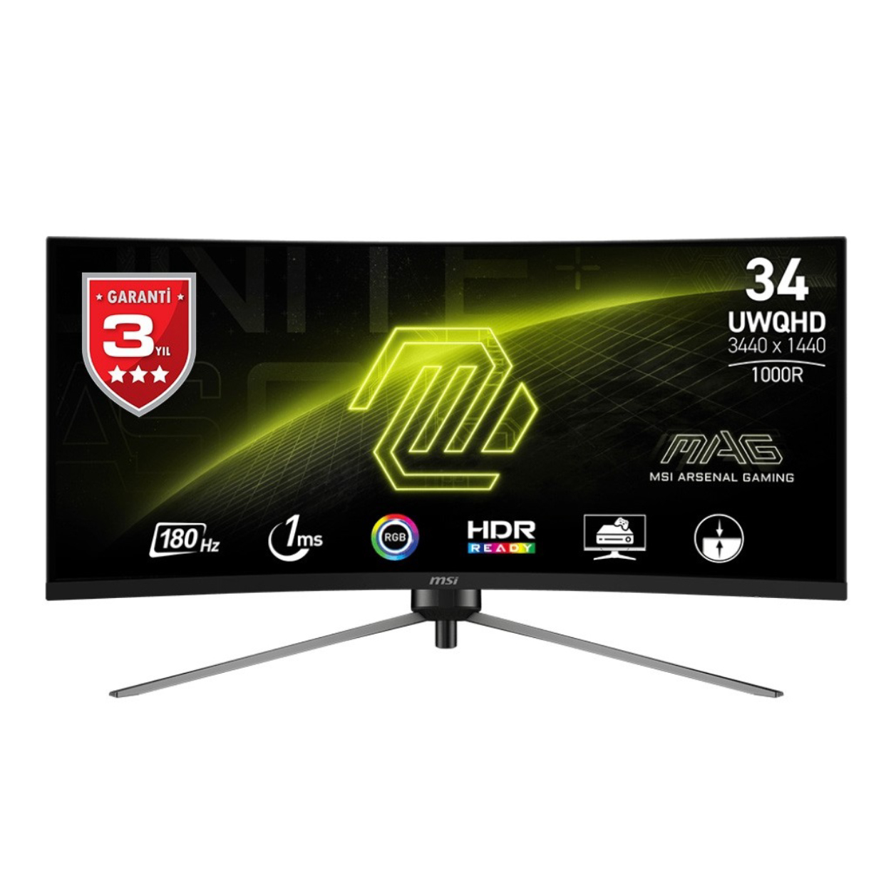34" MSI MAG 345CQR 1ms 180Hz 3440x1440 HDMI DP VA Curved Gaming Monitör