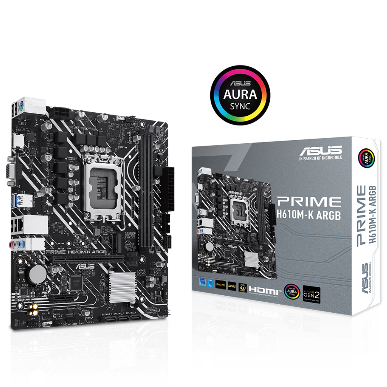 Asus PRIME H610M-K ARGB 1700P DDR5 5600(OC) HDMI VGA M.2 USB3.2 RGB mATX