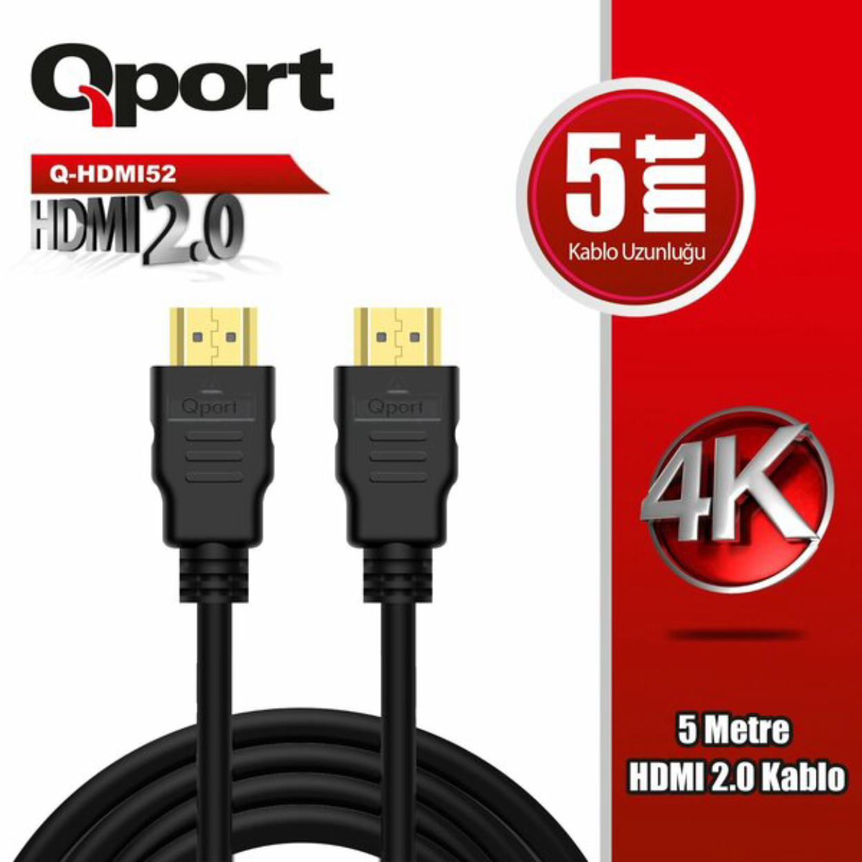 Qport 5 Metre 2.0 4K Altın Uçlu HDMI Kablo (Q-HDMI52)