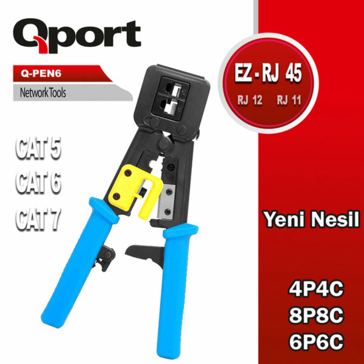 Qport RJ45/RJ11/RJ12 Yeni Nesil Pense (Q-PEN6)