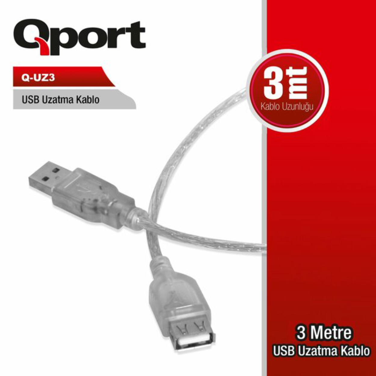 Qport 3 Metre USB Uzatma Kablosu (Q-UZ3)