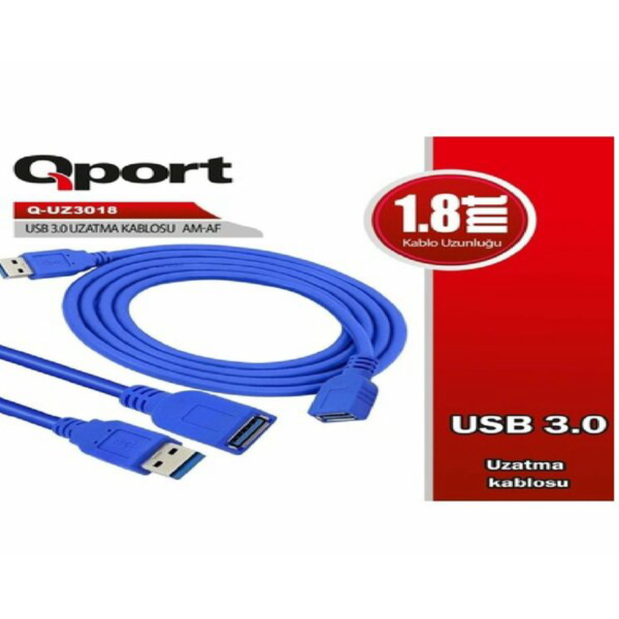 Qport 1.8 Metre USB 3.0 Uzatma Kablosu (Q-UZ3018)