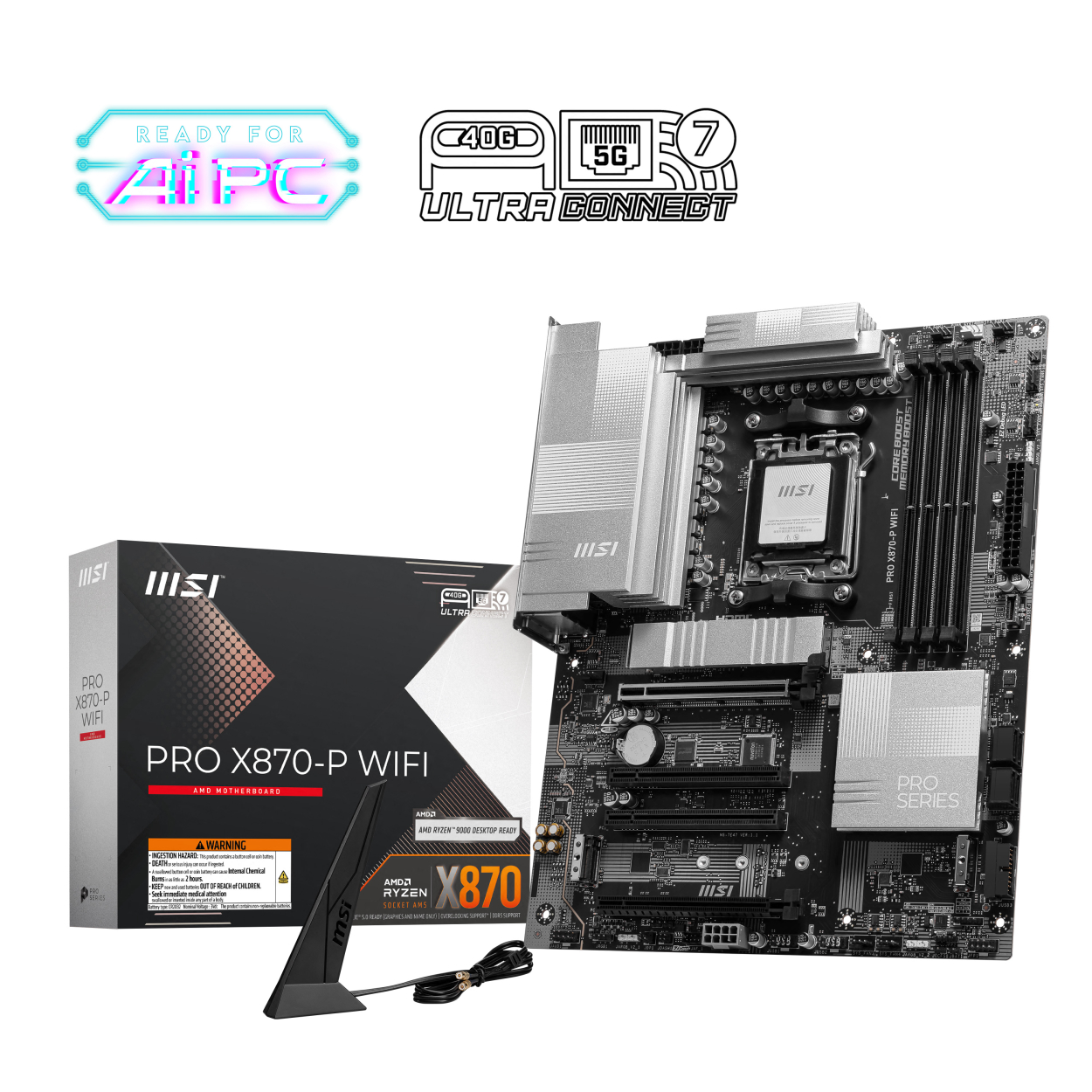 MSI PRO X870-P WIFI AM5 DDR5 8200(OC) 3xM2 USB4 HDMI 5G LAN WIFI7 RGB ATX