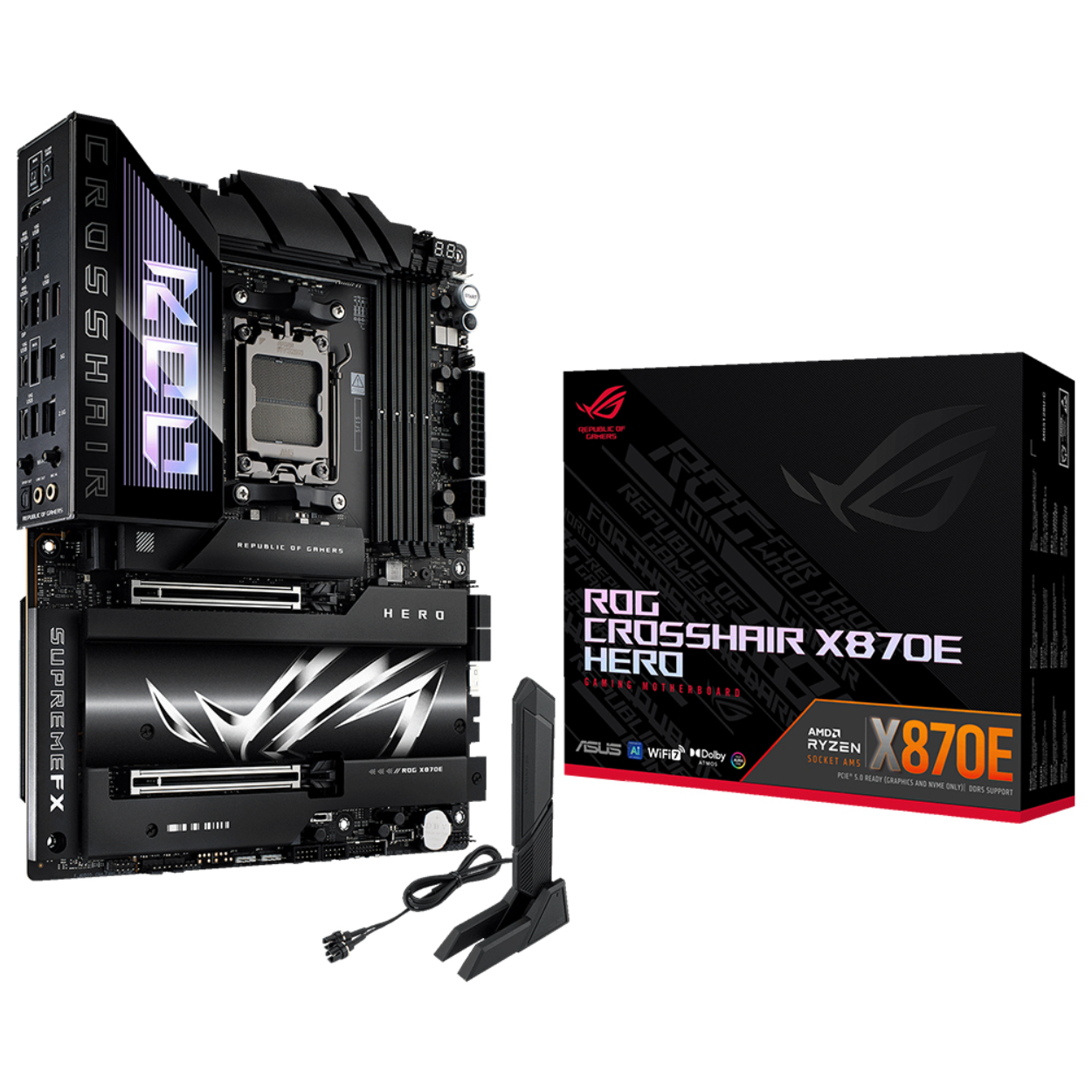 Asus ROG CROSSHAIR X870E HERO AM5 DDR5 8400(OC) 2xUSB4 5xM2 HDMI WIFI7 BT 2xLan