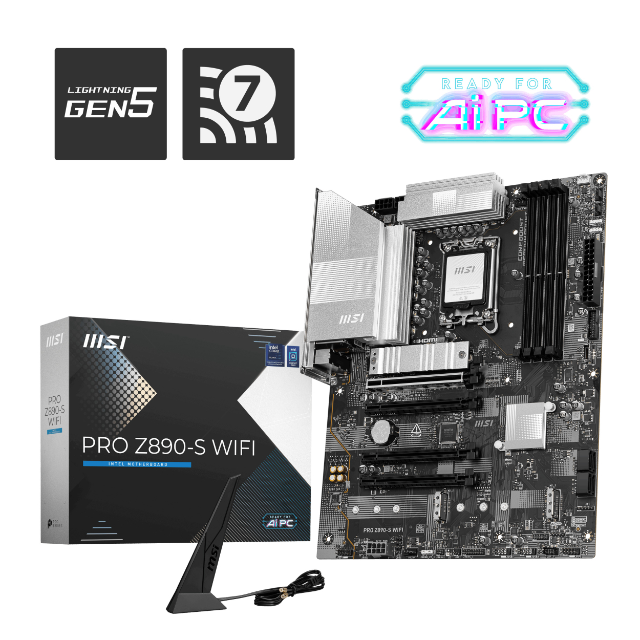 MSI PRO Z890-S WIFI 1851P DDR5 8600 USB4 3xM2 2xTB4 HDMI DP 2,5G Wifi7 ATX