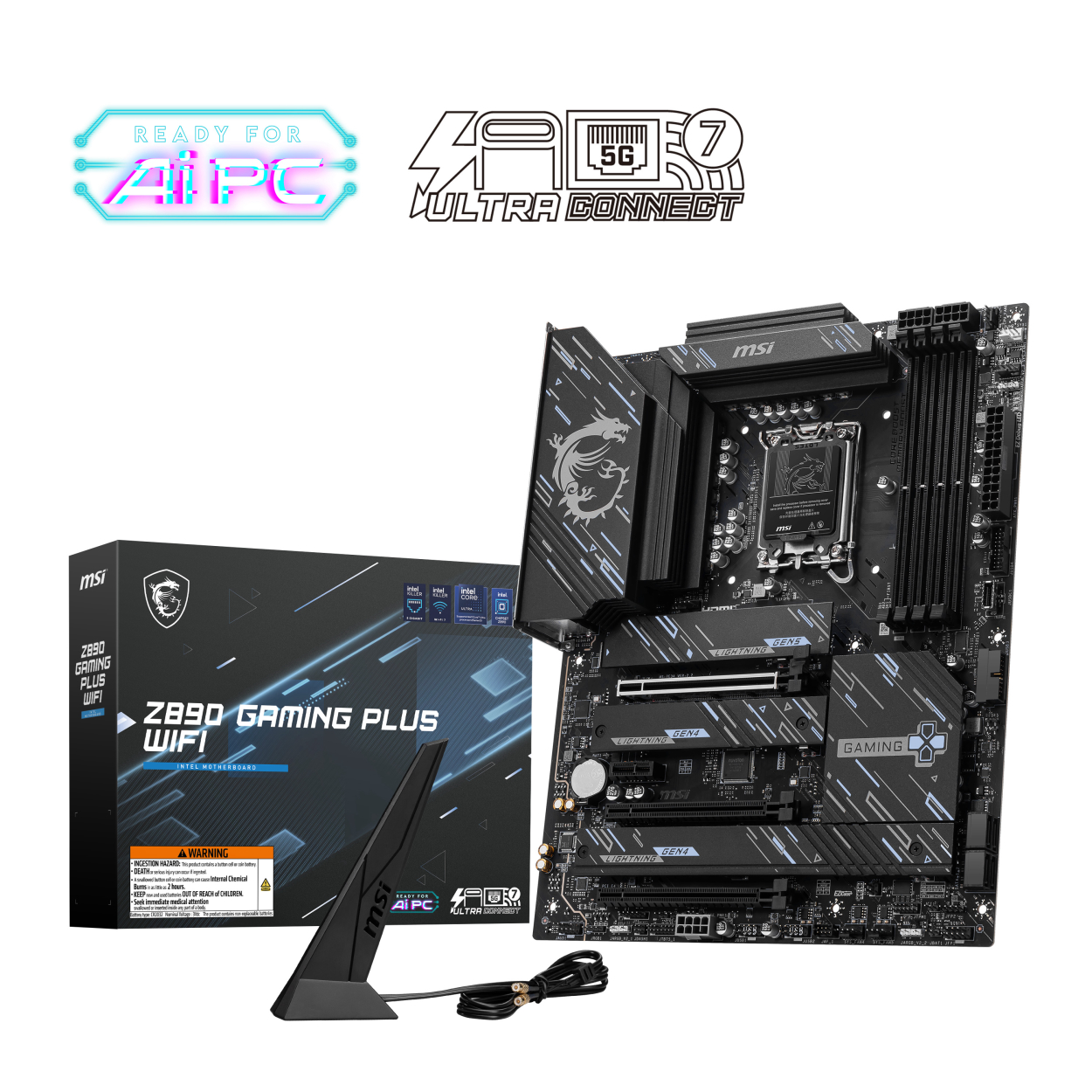 MSI Z890 GAMING PLUS WIFI 1851P DDR5 9200 USB4 4xM2 1xTB4 HDMI DP 5G Wifi7