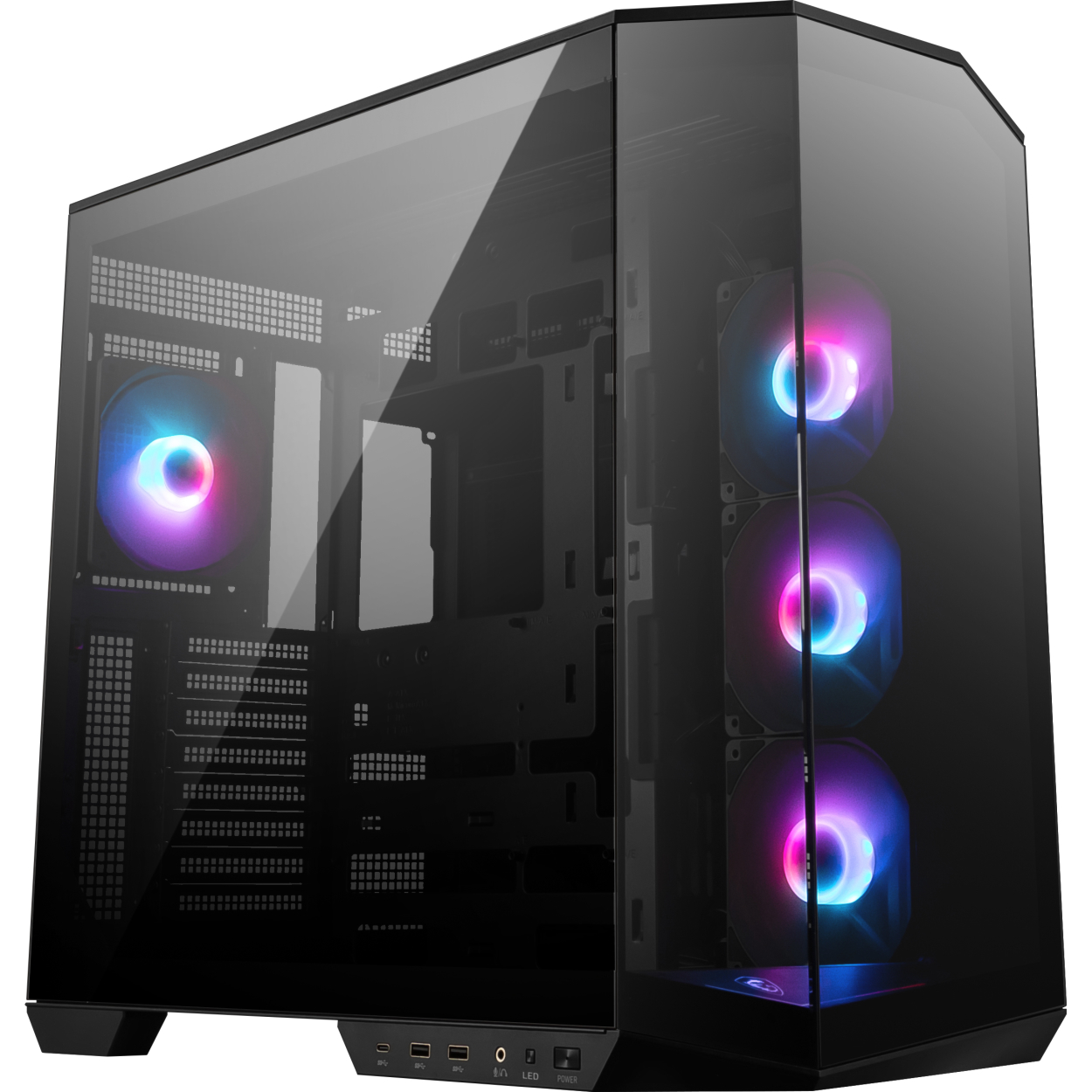 MSI MAG PANO 100R PZ 4x120mm Fan Temperli Cam PSU Yok ATX Panoramik