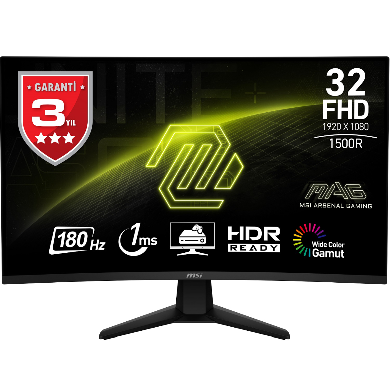 31.5" MSI MAG 32C6 1ms 180Hz FHD VA 2xHDMI DP Curved Gaming Monitör