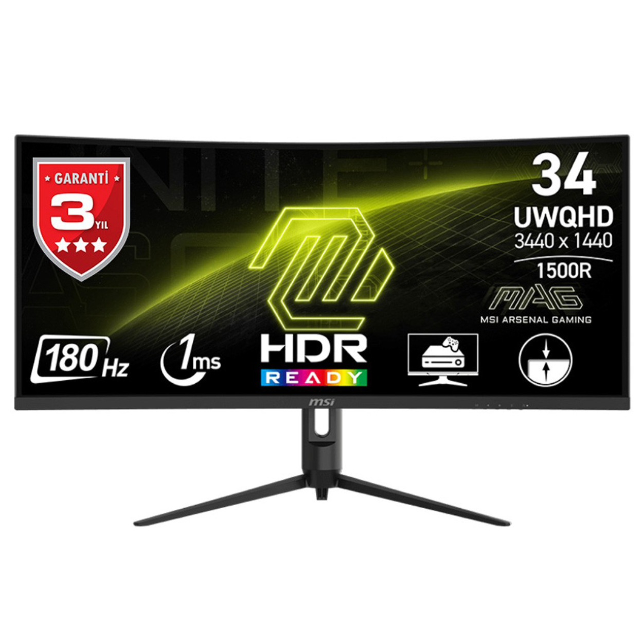 34" MSI MAG 342CQR E2 1ms 180Hz 3440x1440 2xHDMI DP VA Curved Gaming Monitör