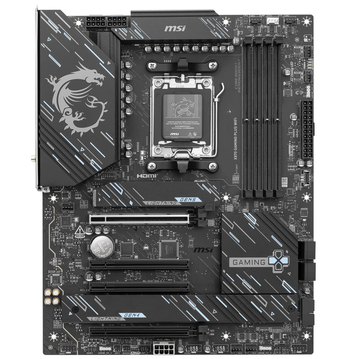 MSI X870 GAMING PLUS WIFI AM5 DDR5 8200MHZ(OC) 3xM2 USB4 5G LAN HDMI WIFI7 RGB A
