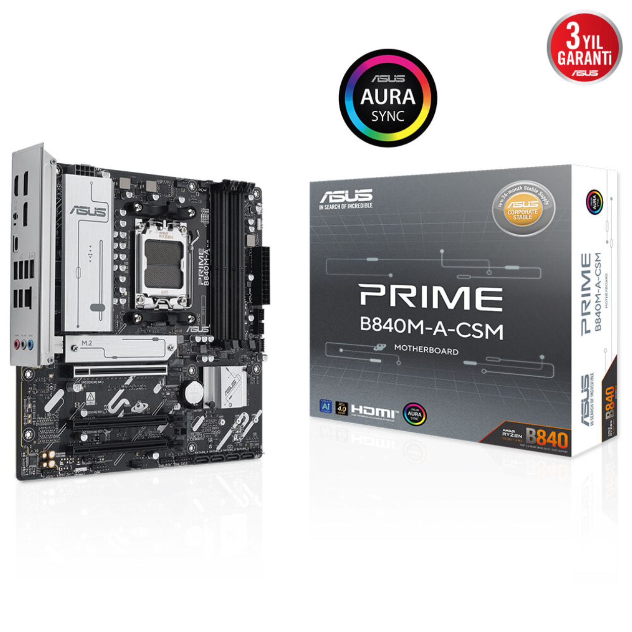 Asus PRIME B840M-A-CSM AM5 DDR5 7600(OC) HDMI DP M.2 USB GBit mATX