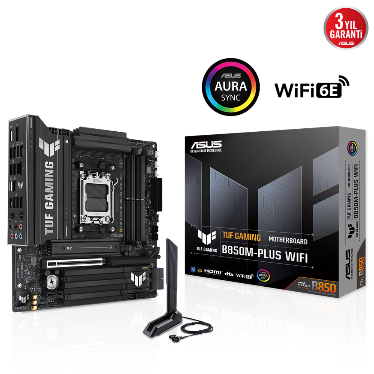 Asus TUF GAMING B850M-PLUS WIFI7 AM5 DDR5 8000(OC) USB 3xM2 HDMI DP Gbit mATX