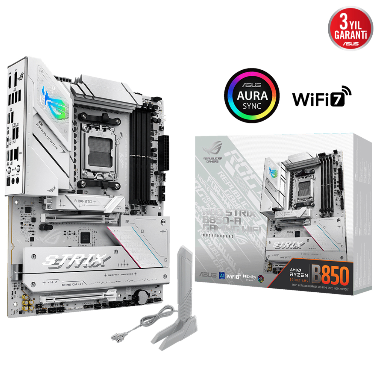 Asus ROG STRIX B850-A GAMING WIFI AM5 DDR5 8000 4xM2 HDMI DP BT WIFI7 RGB ATX