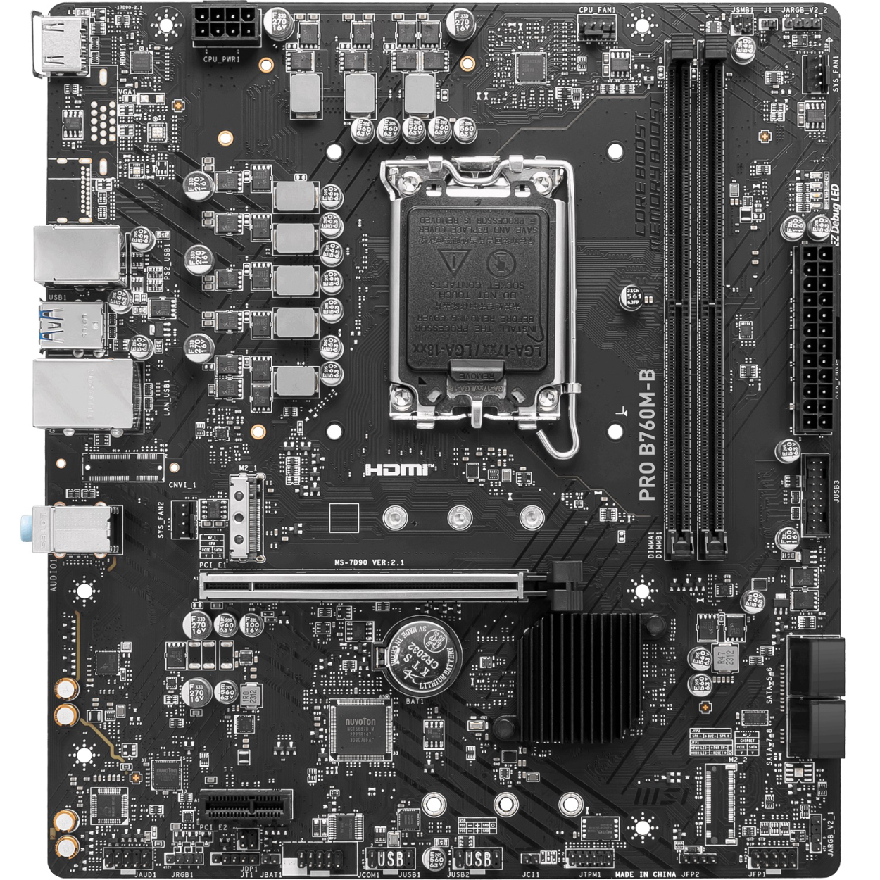 MSI PRO B760M-B DDR4 LGA1700P 4800(OC) PCI-E M.2 USB3.2 HDMI mATX