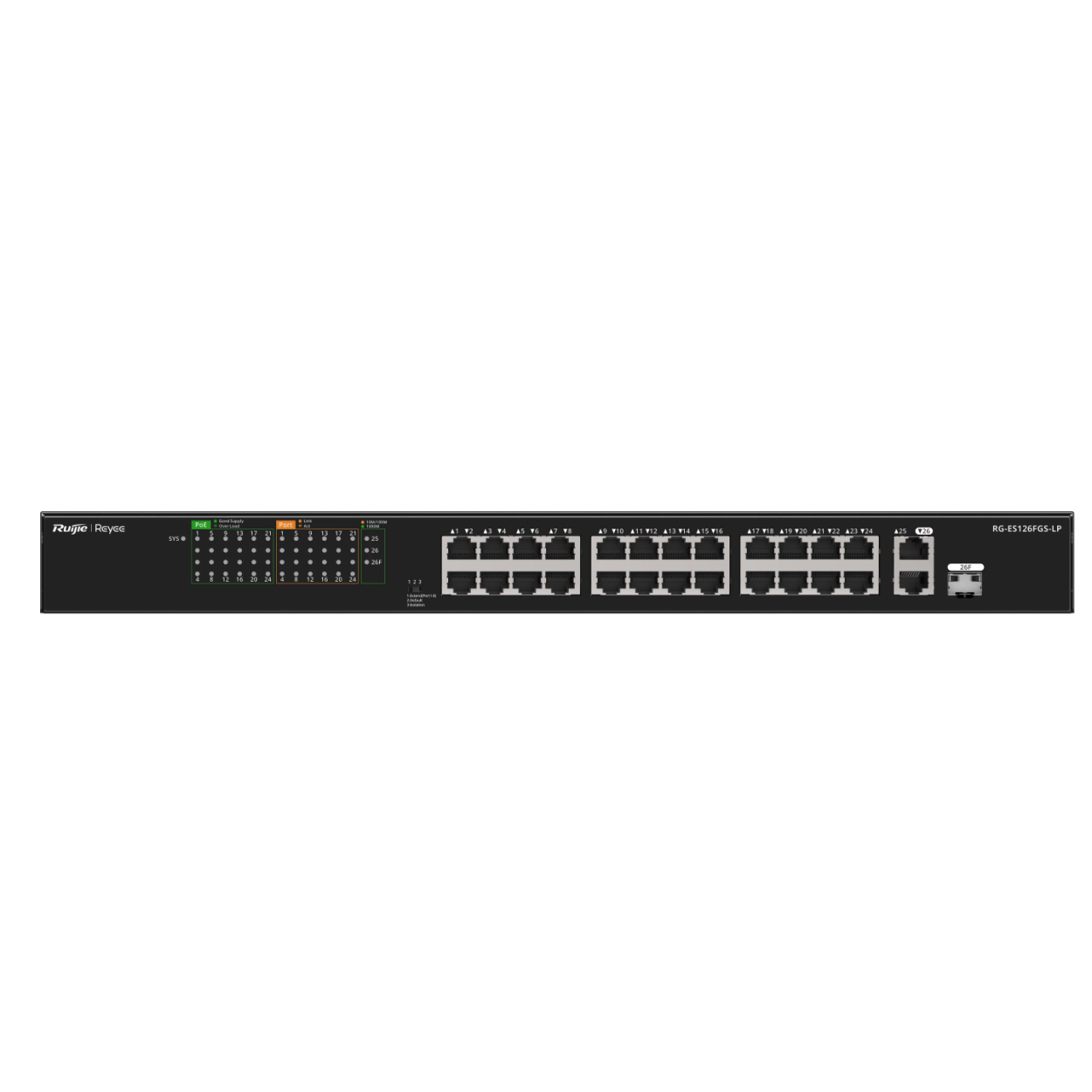 Ruijie Reyee RG-ES126FGS-LP 26port,10/100 24Port Poe,2xGigab Uplink,1xGigab Comb