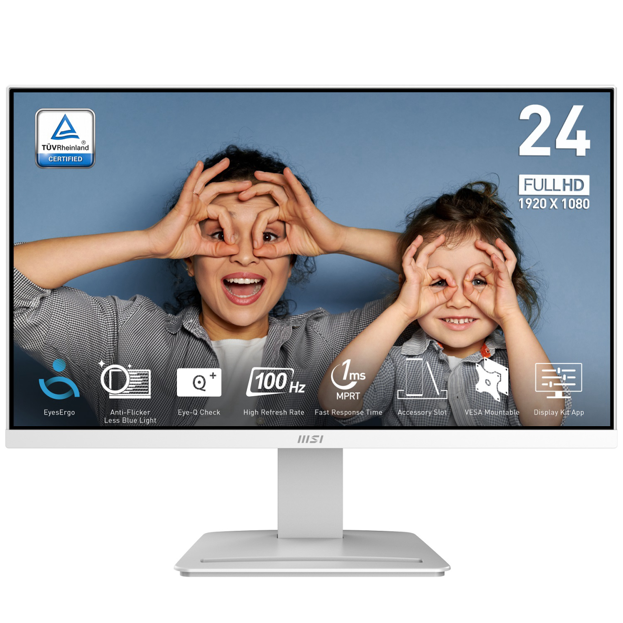 23.8" MSI PRO MP2412W 1ms 100Hz FHD HDMI DP Beyaz Flat Monitör