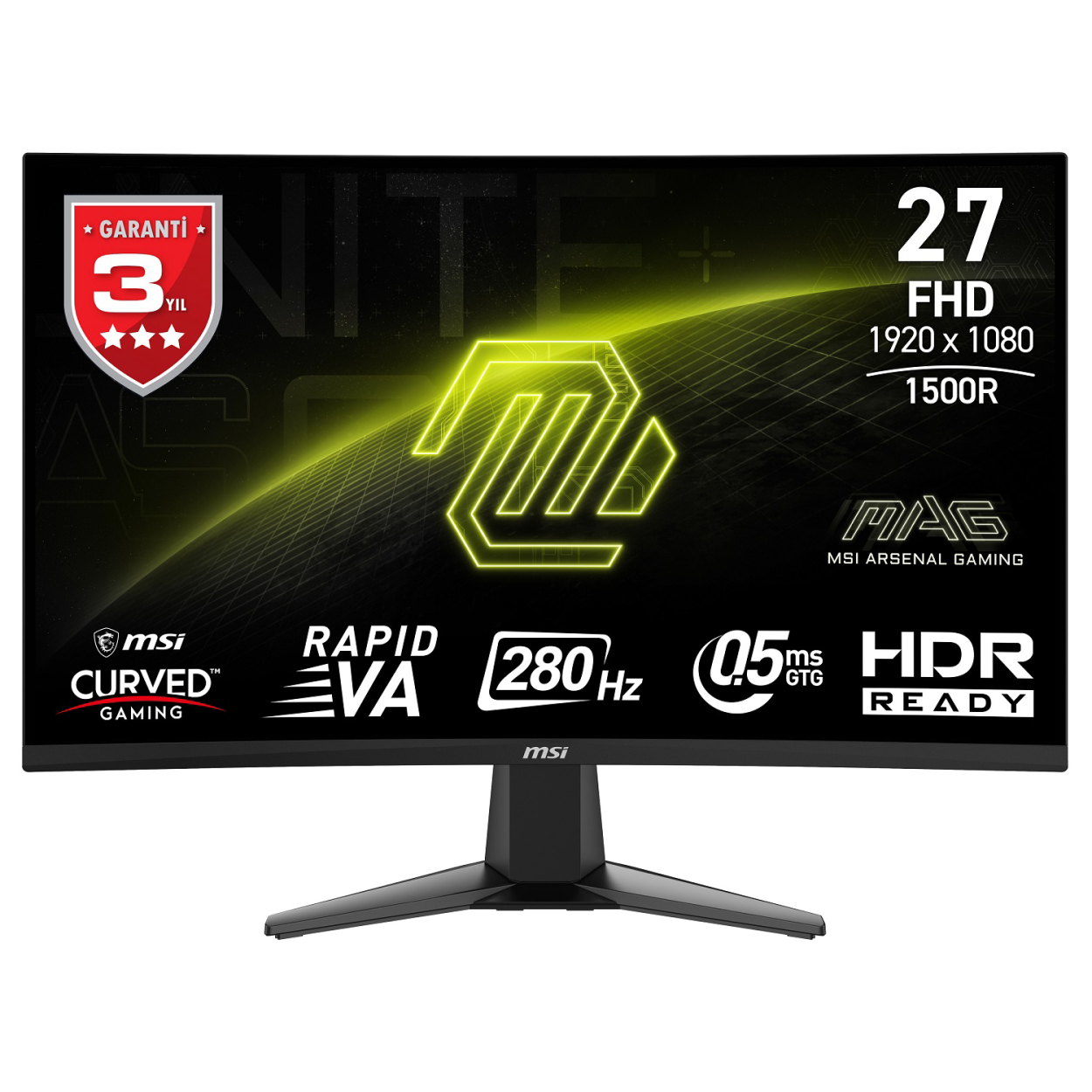 27" MSI MAG 276CXF 0,5ms 280Hz FHD HDMI DP  Curved Vesa Gaming Monitör