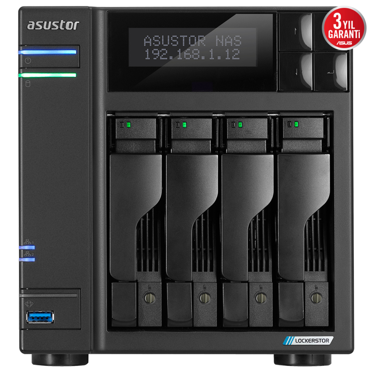 Asustor AS6704T 4xDisk (4x22TB'a Kadar) 4GB DDR4 2x2.5GbE Nas Yedekleme Ünitesi