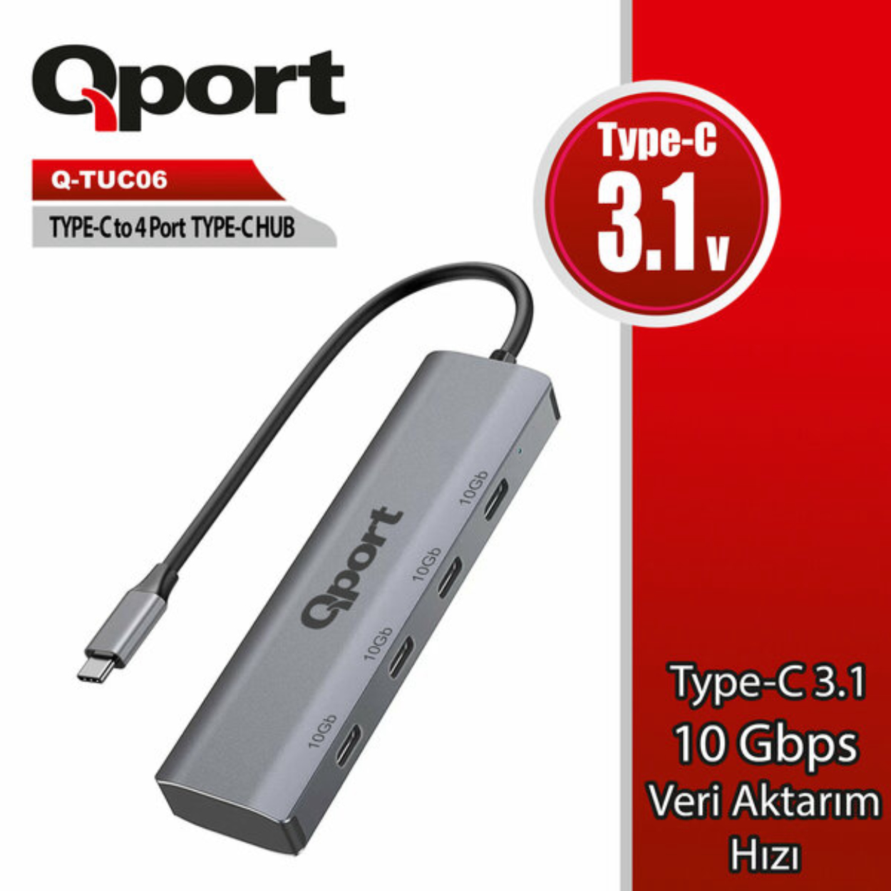 Qport Q-TUC06 Type-C To 4 Port Type-C Çoklayıcı