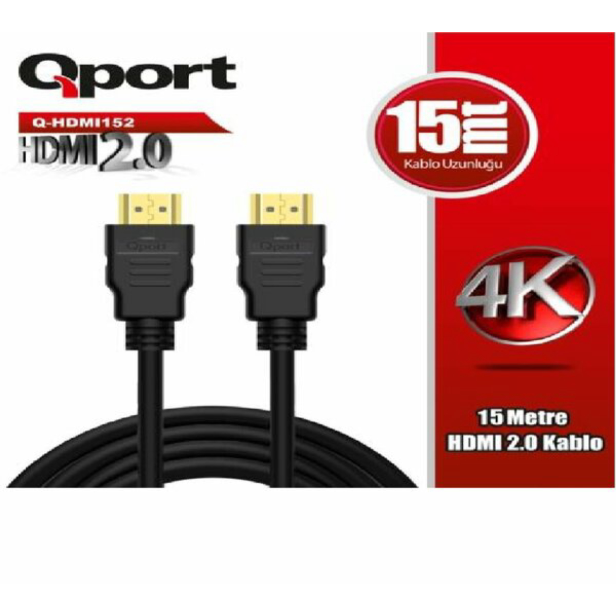 Qport 15 Metre Q-HDMI152 2.0V 4K 60Hz Altın Uçlu HDMI Kablo