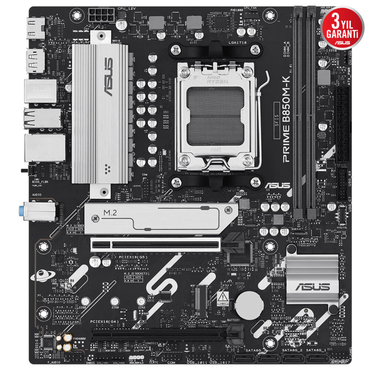Asus PRIME B850M-K AM5 DDR5 Ses+2.5GLan HDMI DP 2xM2 USB3.2 mATX